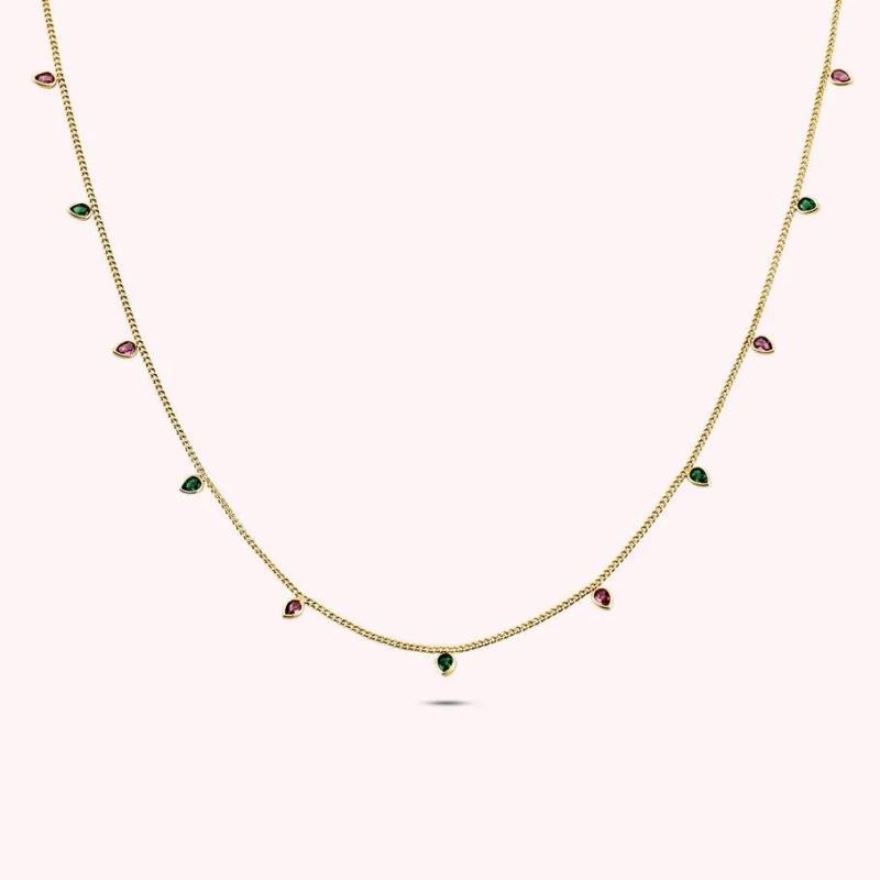 Collar largo NEITH - Verde / Rosa