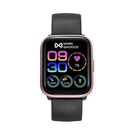 Reloj Smart Aluminio rosa con correa de silicona negra