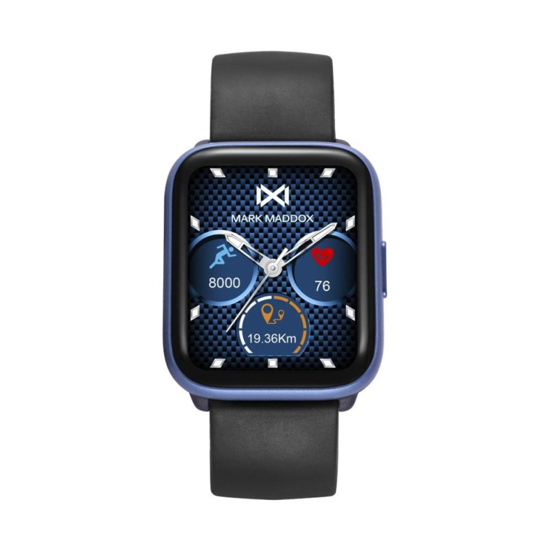 Reloj Smart Aluminio azul con correa de silicona negra