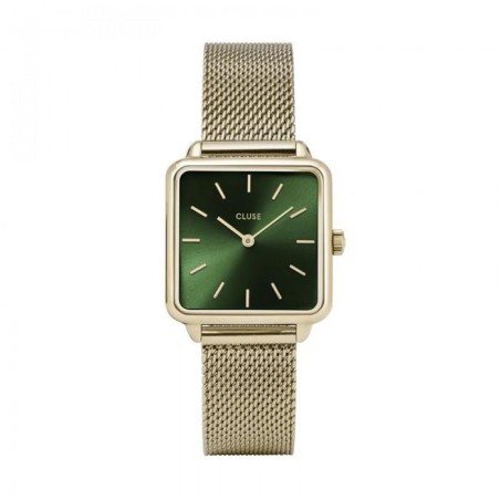 Reloj CLUSE La Tétragone Mesh Verde y Oro 