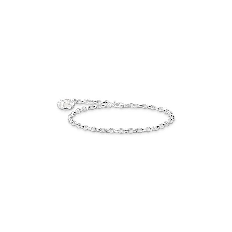 15CM PULSERA CHARM CON ESMALTE EN FRÍO BLANCO BRILLANTE PLATA