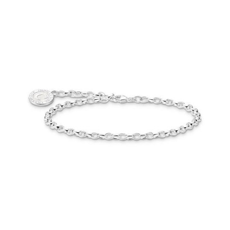 15CM PULSERA CHARM CON ESMALTE EN FRÍO BLANCO BRILLANTE PLATA