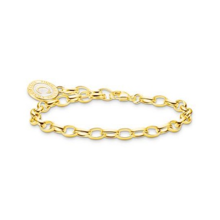 17CM PULSERA CHARM CON ESMALTE EN FRÍO BLANCO BRILLANTE CHAPADO EN ORO