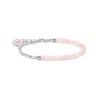 17CM PULSERA CHARM CON CUARZO ROSA BEADS Y ENLACES PLATA