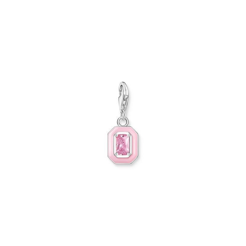 COLGANTE CHARM PIEDRA ROSA PLATA