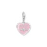 COLGANTE CHARM CORAZÓN ROSA CON BEST MOM PLATA