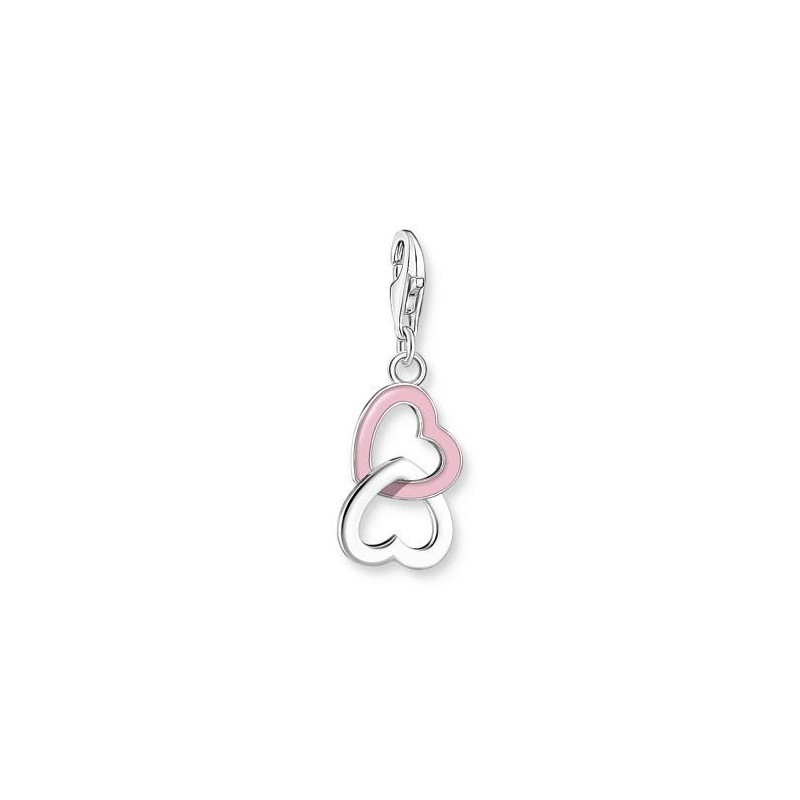 COLGANTE CHARM CORAZÓN ROSA PLATA