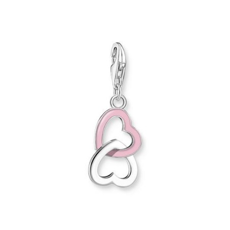 COLGANTE CHARM CORAZÓN ROSA PLATA