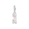 COLGANTE CHARM LOVE CON CORAZÓN ROSA Y PIEDRA PLATA