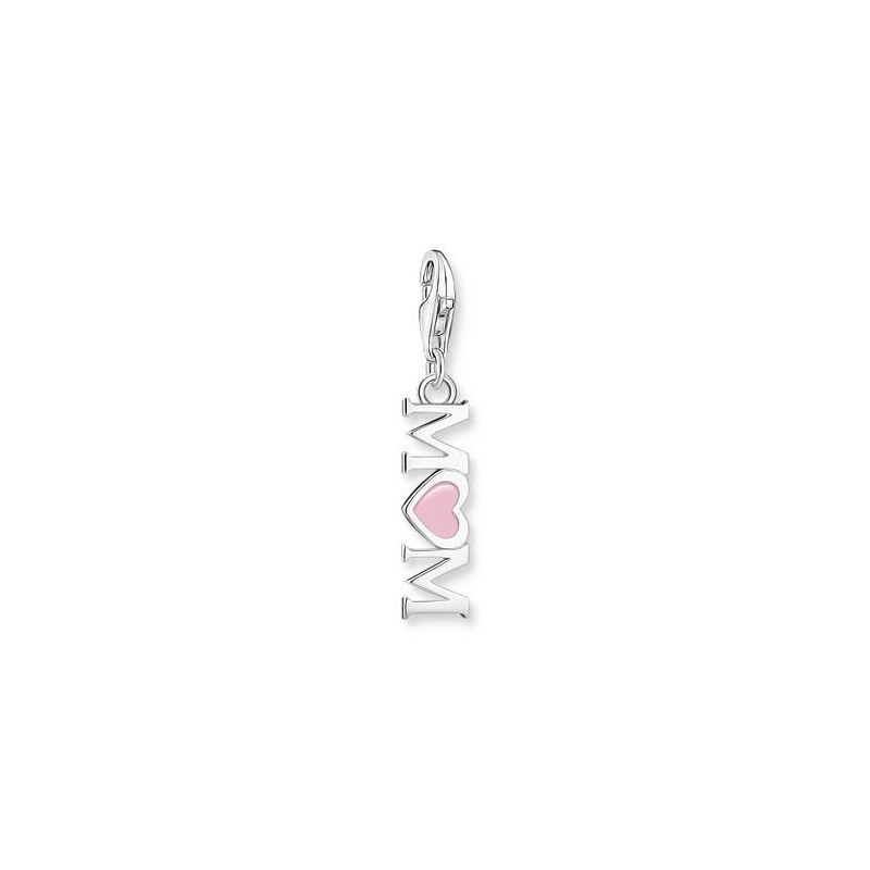 COLGANTE CHARM MOM CON CORAZÓN ROSA PLATA