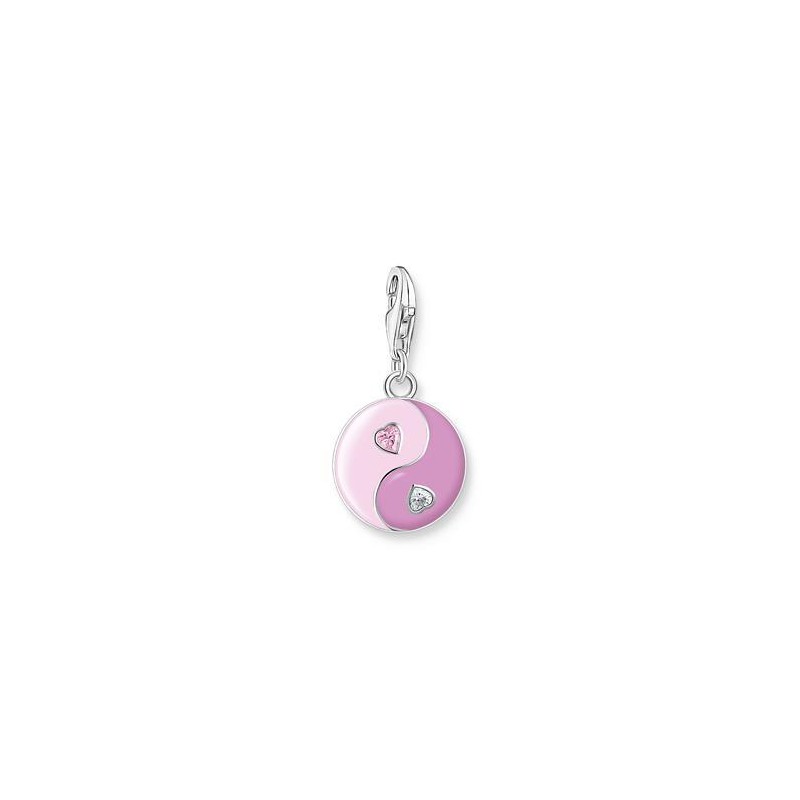 COLGANTE CHARM ROSA YIN & YANG CON PIEDRAS PLATA