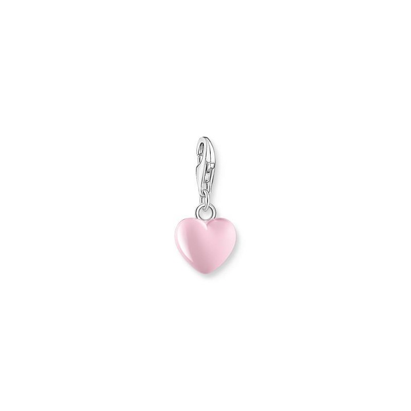 COLGANTE CHARM CORAZÓN ROSA PLATA