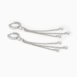 Pendientes de aro de plata con cadenas colgantesCHISPA - CHISPEAR