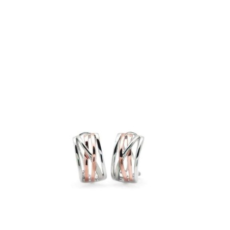 Pendientes bicolor diseño entrelazado de plata y plata vermeil