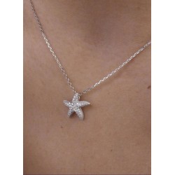 Colgante brillante de plata motivo estrella de mar