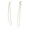 PENDIENTES PLATA CHAPADO DORADO ESTRELLA Y LUNA TIRA CADENA TIRA PERLA IRREGULAR / PENDIENTES PLATA BAÑO ORO LINEA ESTRELLA Y LU