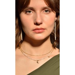 PENDIENTES PLATA CHAPADO DORADO ESTRELLA Y LUNA TIRA CADENA TIRA PERLA IRREGULAR / PENDIENTES PLATA BAÑO ORO LINEA ESTRELLA Y LU