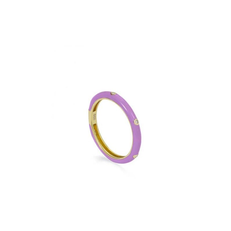 Anillo esmalte triple circonita en tono violeta