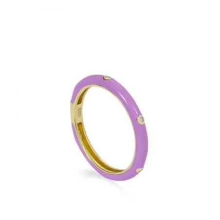 Anillo esmalte triple circonita en tono violeta