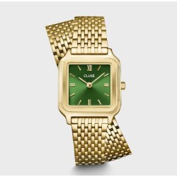 Reloj Gracieuse Petite Doble Acero, Color Verde Bosque, Dorado