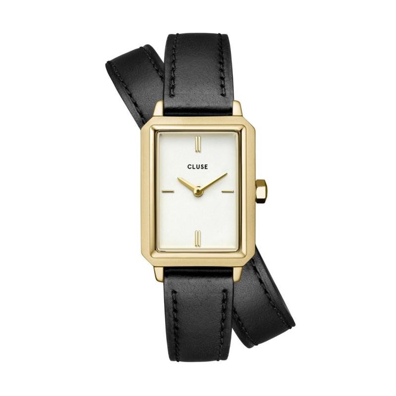 Reloj Fluette Doble Piel Color Negro, Dorado