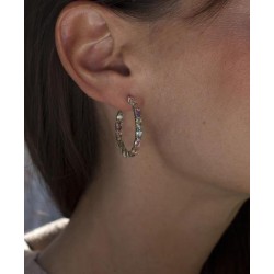 Pendientes aro con piedras en tonos rosas de talla oval