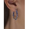 Pendientes aro con piedras en tonos azules de talla oval