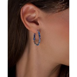 Pendientes aro con piedras en tonos azules de talla oval