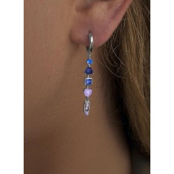 Pendientes con colgantes diseño aro con gemas tono azul