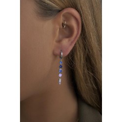 Pendientes con colgantes diseño aro con gemas tono azul