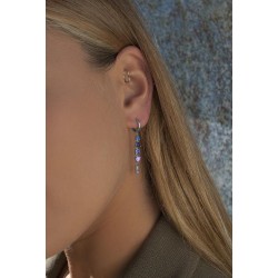 Pendientes con colgantes diseño aro con gemas tono azul