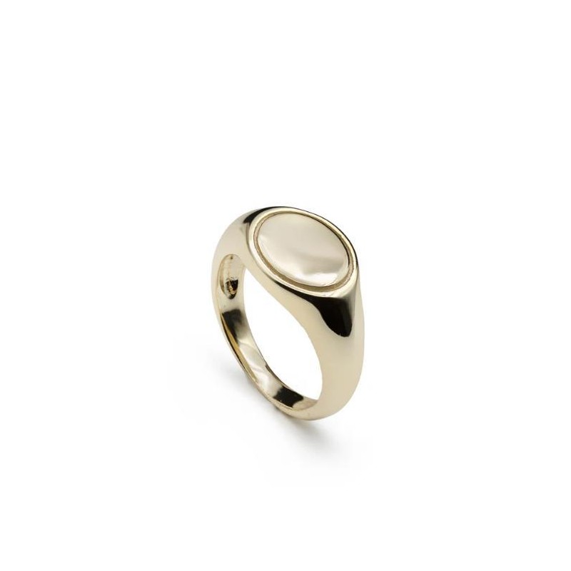 Anillo sello de plata bañada en oro diseño redondo