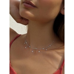 Collar con colgantes de plata con diseño de cascada de circonitas