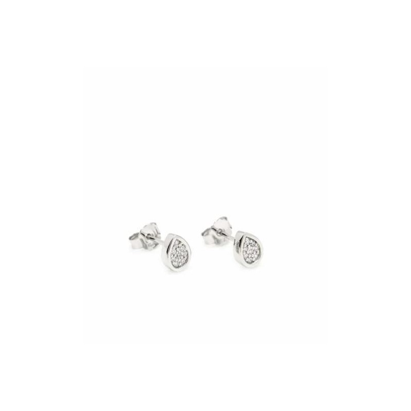 Pendientes pequeños brillantes plata motivo gota