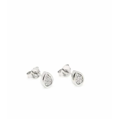 Pendientes pequeños brillantes plata motivo gota