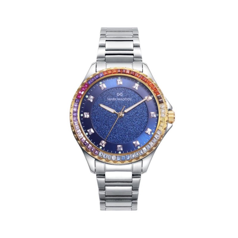 Reloj Tooting de acero con circonitas de colores