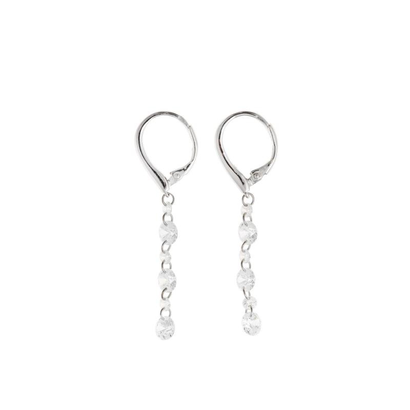 PENDIENTES PLATA RODIO BARRA TIRA CIRCONITAS BLANCAS BRILLANTES