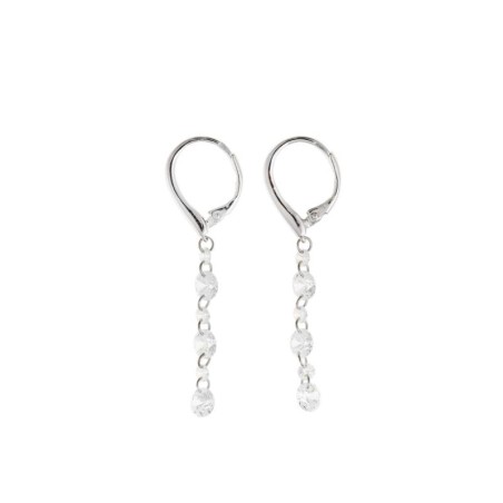 PENDIENTES PLATA RODIO BARRA TIRA CIRCONITAS BLANCAS BRILLANTES