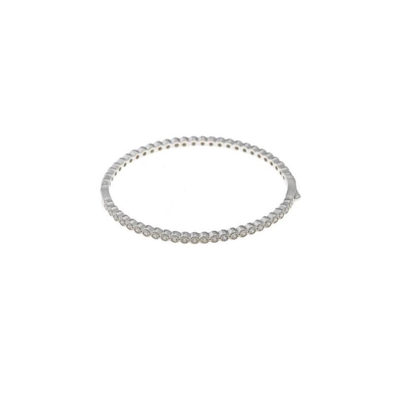 BRACELET BANGLE PLATA RODIO CZ BRILLANTE BLANCO / 6 X 5