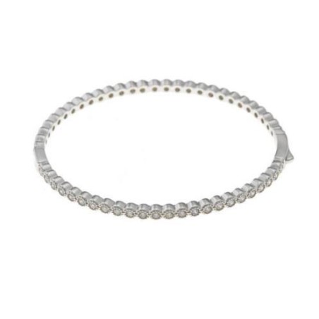 BRACELET BANGLE PLATA RODIO CZ BRILLANTE BLANCO / 6 X 5