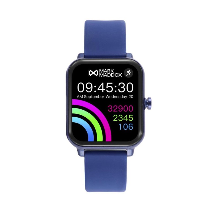 Reloj Smart de policarbonato negro y correa de silicona color azul