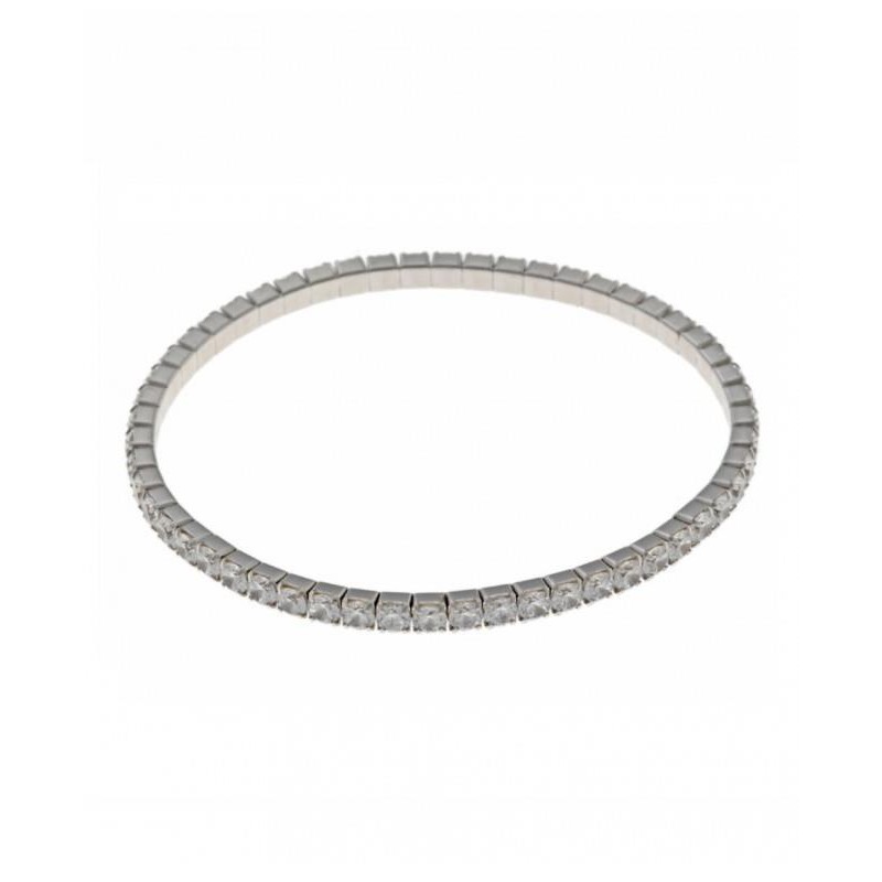 PULSERA PLATA RODIO CIRCONITAS BLANCAS BRILLANTES BLANCAS ELASTICA