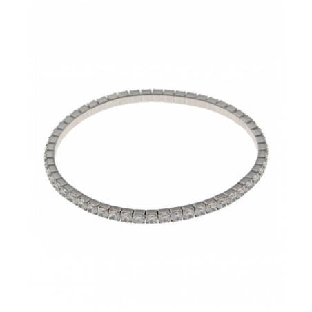 PULSERA PLATA RODIO CIRCONITAS BLANCAS BRILLANTES BLANCAS ELASTICA