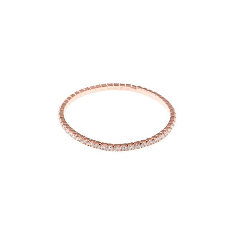 PULSERA PLATA CHAPADO ROSA CIRCONITAS BLANCAS BRILLANTES BLANCAS ELASTICA