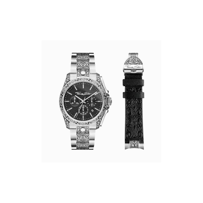 Reloj Rebel at Heart calavera plata negro