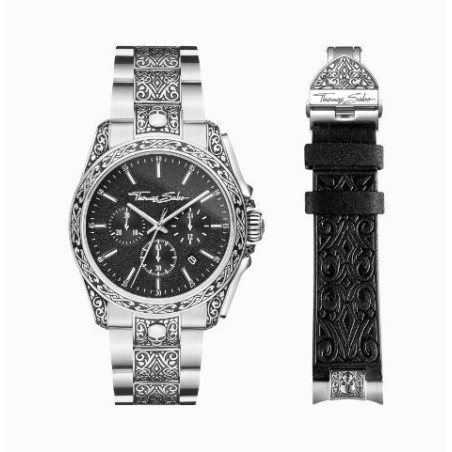 Reloj Rebel at Heart calavera plata negro