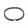 PULSERA ACERO CHAPADO NEGRO OVALOS LISO CUATRO OVALOS DORADOS AJUSTABLE