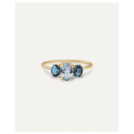 ANILLO TRIPLE OVAL AGUAMARINA Y LONDON BLUE