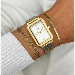 Fluette Watch Mesh White, Gold Colour