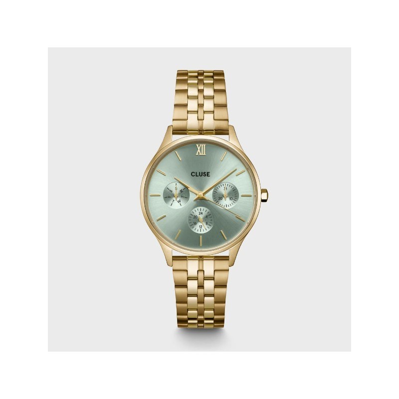 Minuit Multifunction Watch Steel, Sage Green, Gold Colour